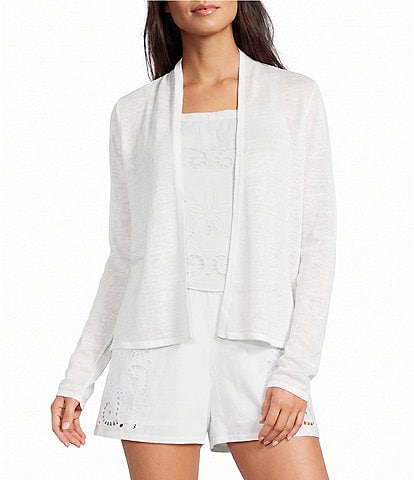 Lilly Pulitzer Faretta Linen Open-Front Long Sleeve Cardigan
