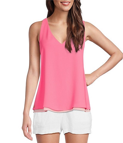 Lilly Pulitzer Florin Woven V-Neck Sleeveless Reversible Lined Tank Top