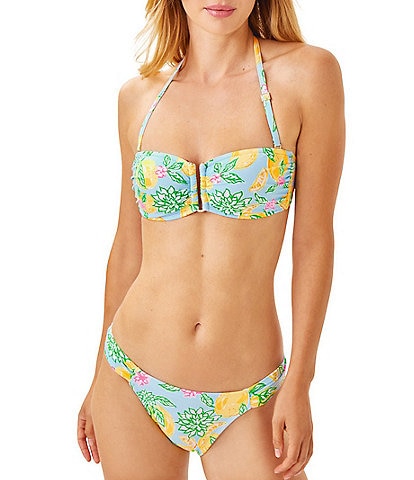 Lilly Pulitzer Jessa Make Lemonade Bandeau U-Wire Swim Top & Tab Side Swim Bottom