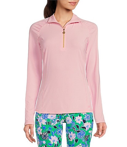 Lilly Pulitzer Justine Knit Luxletic Point Collar Long Sleeve Half Zip Top