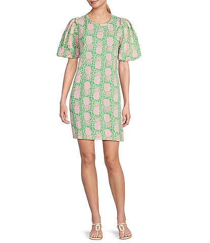 Lilly Pulitzer Mercer Jersey Knit Crew Neck Elbow Sleeve Bubble Hem T-Shirt Dress