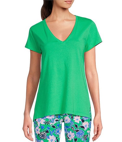Lilly Pulitzer Meredith Jersey Knit V-Neck Short Sleeve Tee
