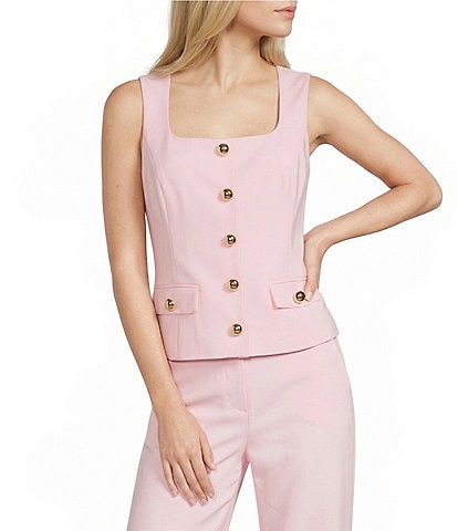 Lilly Pulitzer Moira Stretch Double Cloth Square Neck Sleeveless Top