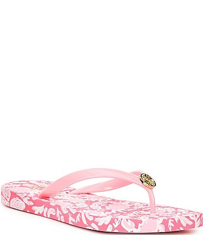 Lilly Pulitzer Printed Jelly Square Toe Pool Flip Flops