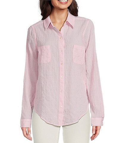Lilly Pulitzer Sea View Collar Long Sleeve Button Down Shirt