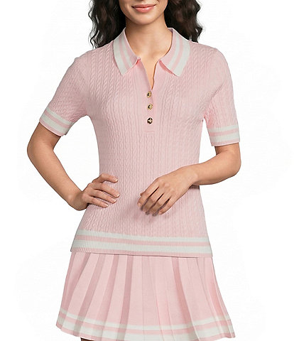 Lilly Pulitzer Suzette Point Collar Short Sleeve Polo Top