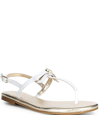 Lilly Pulitzer Teighen Leather Bow T-Strap Flat Sandals