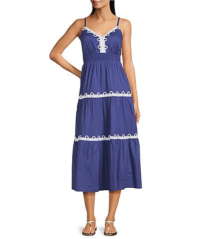 Lilly Pulitzer Zanna V-Neck Sleeveless Tiered Fit-And-Flare Midi Dress