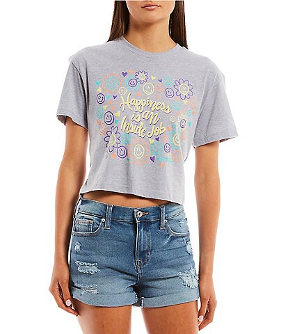 Lily Grace Happiness Is An Inside Job Graphic Crop Tee