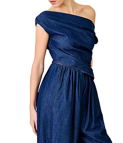 Line and Dot Abo Off the Shoulder Drop Sleeve Coordinating Woven Top