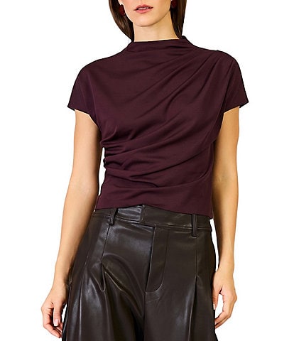 Line and Dot Lennon Mock Neck Short Sleeve Top