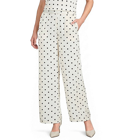 Line And Dot Ravyn Polka Dot Wide Leg Coordinating Satin Pants
