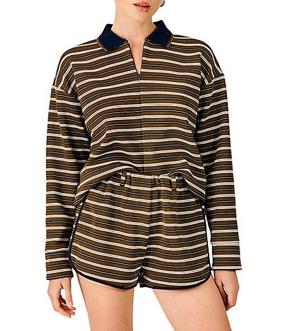 Line and Dot Sadie Striped High Rise Pull On Coordinating Shorts