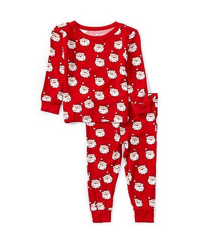 Little Me Baby 12-24 Months Long-Sleeve Santa Face Printed Pajama Top & Matching Pajama Pant Set