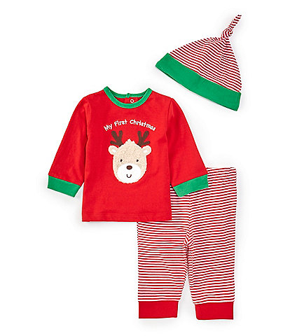 Little Me Baby Boys 3-12 Months Long-Sleeve My First Christmas Reindeer Sweatshirt & Striped Jogger Pant Set