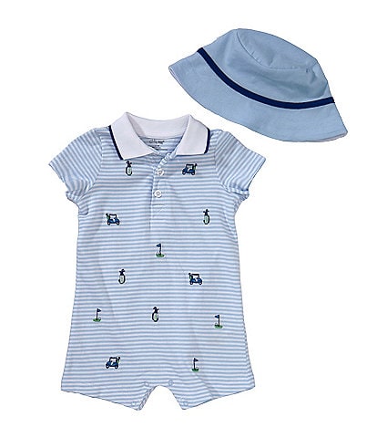 Little Me Baby Boys 3-12 Months Sleeveless Golf Romper & Hat Set