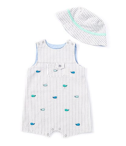 Little Me Baby Boys 3-12 Months Whale Embroidered Sleeveless Shortall