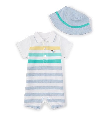 Little Me Baby Boys 3-9 Months Short-Sleeve Color Block Striped/Solid Shortalls