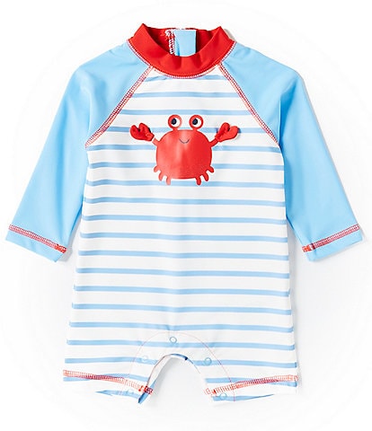 Little Me Baby Boys 6-24 Months Raglan Sleeve Crab Rashguard Swim Suit