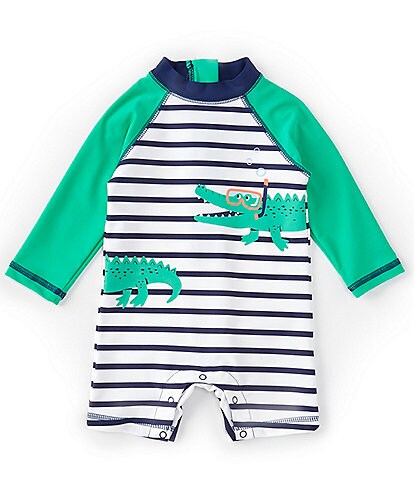 Little Me Baby Boys 6-24 Months Striped Gator Print Short Sleeve Rashguard Swimsuit