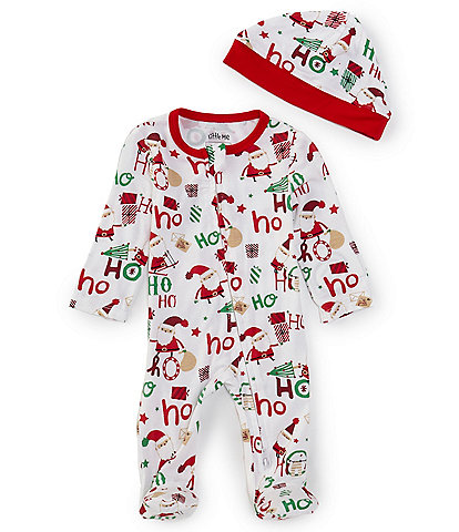 Little Me Baby Boys Newborn-9 Months Long Sleeve Ho Ho Ho Footed Coverall