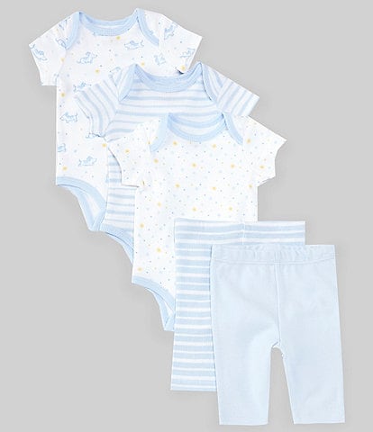Little Me Baby Boys Newborn-9 Months Playtime Short Sleeve Bodysuit & Coordinating Pant 5-Pack