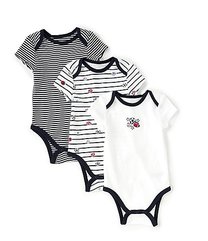 Little Me Baby Boys Newborn-9 Months Short-Sleeve Sports Star Bodysuit Three-Pack