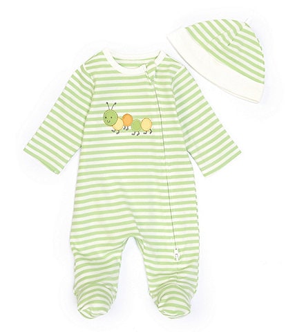 Little Me Baby Boys Preemie-9 Months Long Sleeve Stripe Caterpillar Footed Coverall & Hat Set