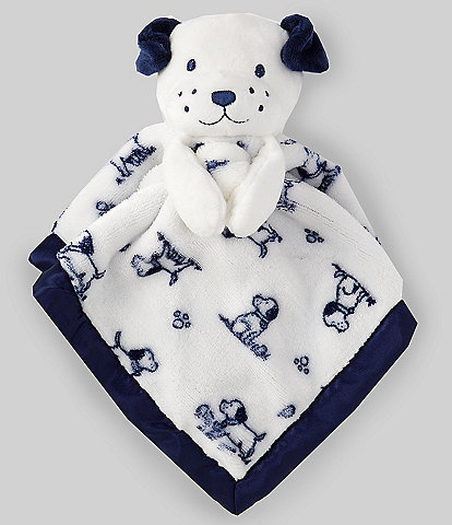 Little Me Baby Boys Puppy Rattle & Puppy Toile Print Flannel/Satin Reversible Blanket Set