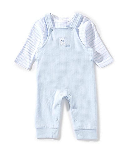 Little Me Baby Boys Sleeveless Bear-Motif Organic Cotton Overall & Long-Sleeve Striped Organic Cotton T-Shirt Set