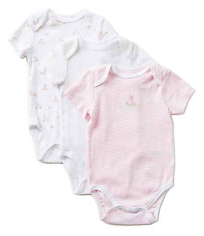 BNWT Tiny Premature Preemie Baby girls pink bunny 3 piece body suit bib & hat 
