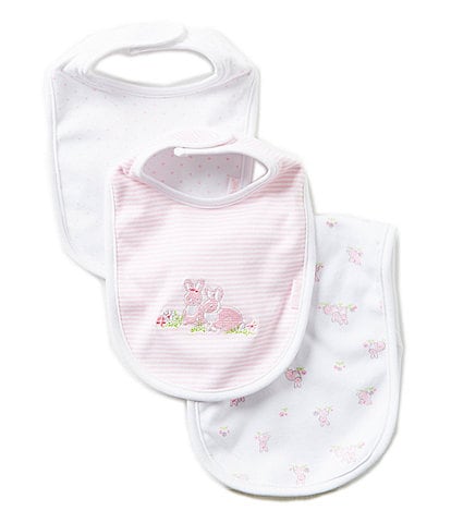 Little Me Baby Bunnies Printed/Solid Bibs and Burpcloth Three-Piece Set