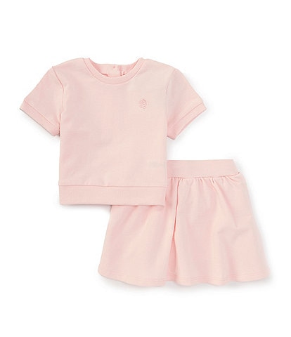 Little Me Baby Girls 12-24 Months Short Sleeve Baby French Terry Top & Matching Skort Set