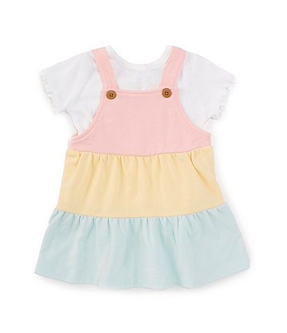 Little Me Baby Girls 12-24 Months Sleeveless Color Block Knit Jumper Dress & Short-Sleeve Solid Knit T-Shirt Set