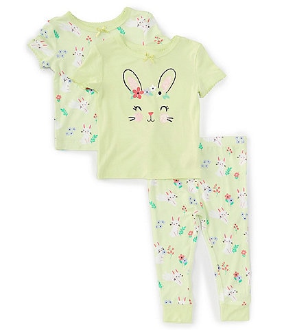 Little Me Baby Girls 12-24 Months Solid Bunny Face Sleep T-Shirt & Bunny-Printed Sleep T-Shirt & Bunny-Printed Pajama Pant Set