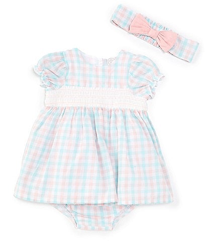 Little Me Baby Girls 3-12 Months Daisy Love Short Sleeve Checked Fit & Flare Dress