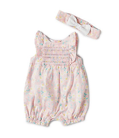 Little Me Baby Girls 3-12 Months Flutter-Sleeve Daisy-Printed Romper