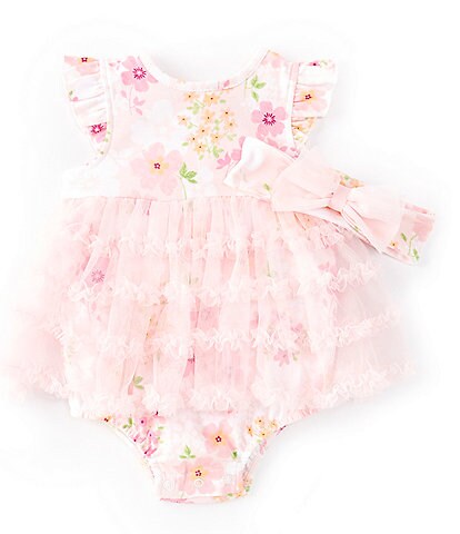 Little Me Baby Girls 3-12 Months Flutter-Sleeve Floral/Solid Skirted Bodysuit