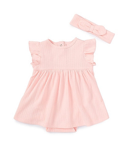 Little Me Baby Girls 3-12 Months Flutter-Sleeve Skirted Bodysuit Dress
