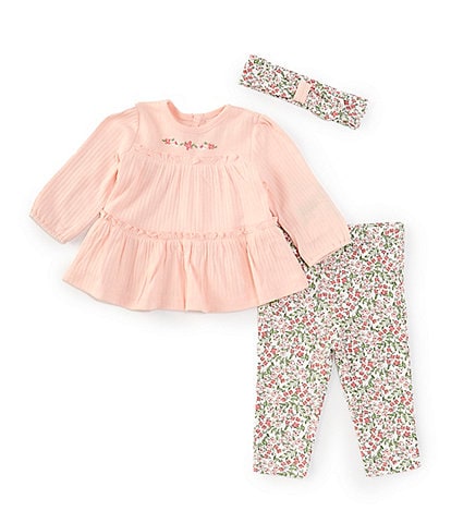 Little Me Baby Girls 3-12 Months Long Sleeve Floral-Motif Tunic Top & Ditsy-Floral-Printed Leggings Set