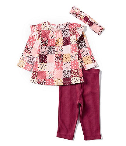 Little Me Baby Girls 3-12 Months Long Sleeve Floral/Dotted Patchwork-Printed Tunic Top & Solid Leggings Set