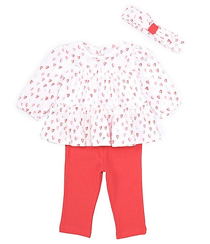 Little Me Baby Girls 3-12 Months Long-Sleeve Heart Print Tunic Top & Solid Leggings Set