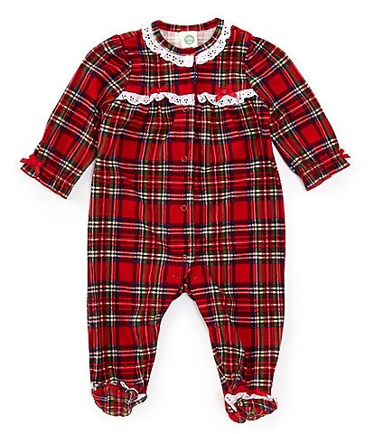 Little Me Baby Girls 3-12 Months Long Sleeve Plaid Footed Coverall