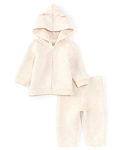 Little Me Baby Girls 3-12 Months Long Sleeve Quilted Double-Diamond Knit Hoodie & Matching Jogger Pant Set