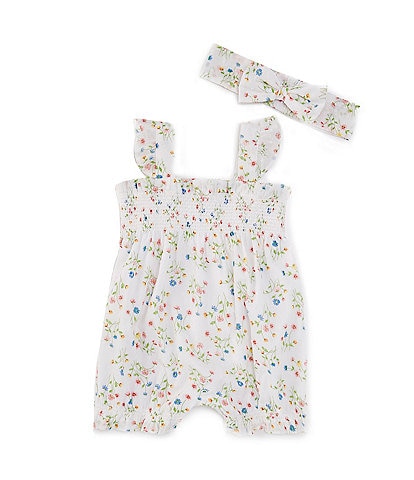 Little Me Baby Girls 3-12 Months Sleeveless Floral-Printed Romper