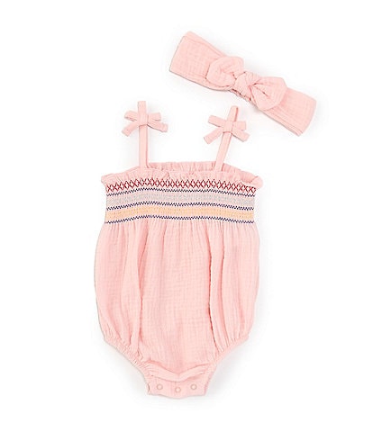 Little Me Baby Girls 3-12 Months Sleeveless Smocked Gauze Bodysuit