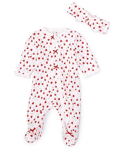 Little Me Baby Girls 3-9 Months Long Sleeve Heart Printed Footie Coverall