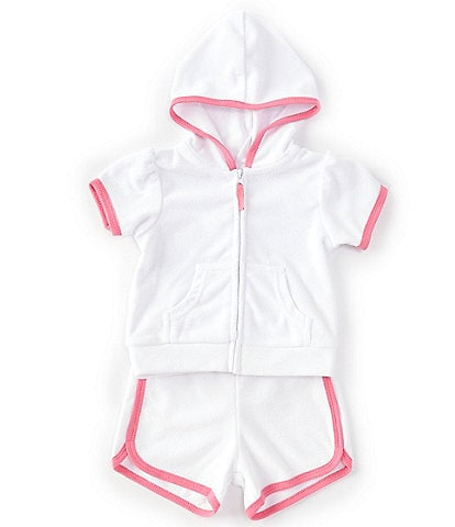 Little Me Baby Girls 6-24 Months Short-Sleeve Hooded French Terry Coverup & Matching Shorts Set