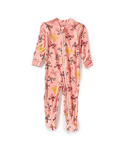 Little Me Baby Girls Long-Sleeve Bow-Printed Bamboo-Blend Footie Coverall