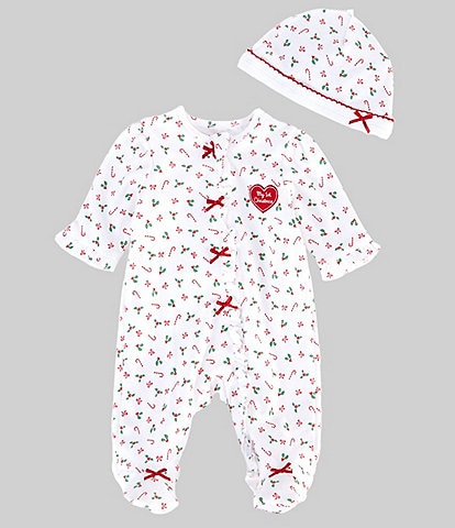 Little Me Baby Girls Newborn-9 Months Candy Cane Long Sleeve Footie & Hat Set